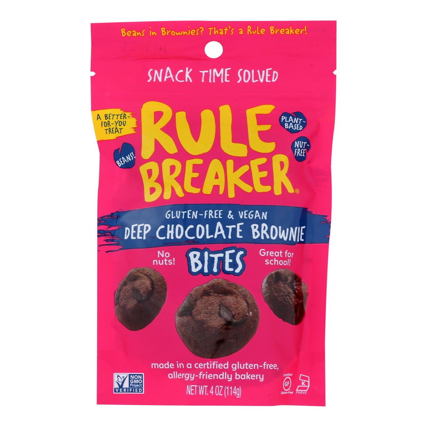 Snacks Rule Breaker - Bocados de brownie de chocolate intenso - Caja de 6 de 4 oz