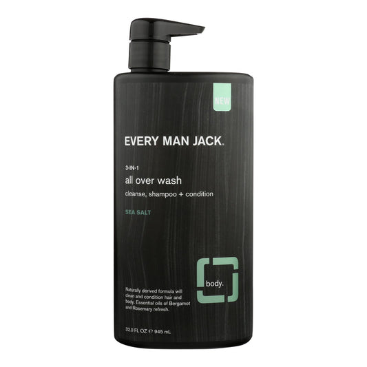 Every Man Jack - Limpiador facial 3 en 1 con sal marina - 1 unidad - 32 onzas líquidas