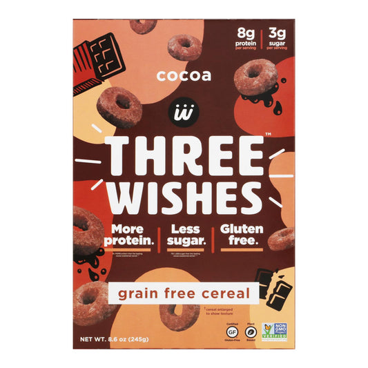 Three Wishes - Cereales con cacao y chocolate sin gluten - Caja de 6 - 8,6 oz