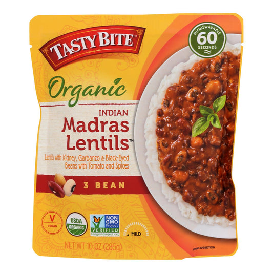 Tasty Bite - Lentejas Madrás 3 Frijoles - Caja de 6-10 Oz