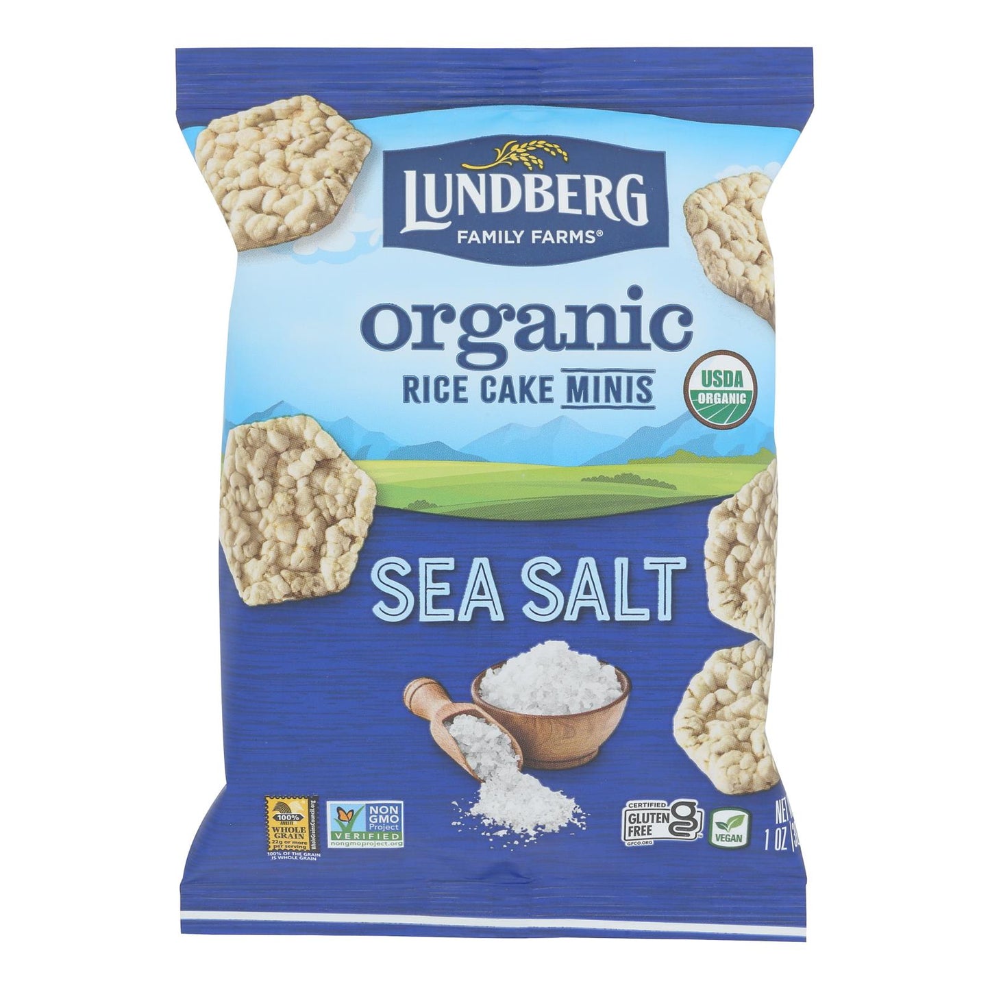 Lundberg Family Farms - Minitortitas de arroz con sal marina - Caja de 24 - 1 oz