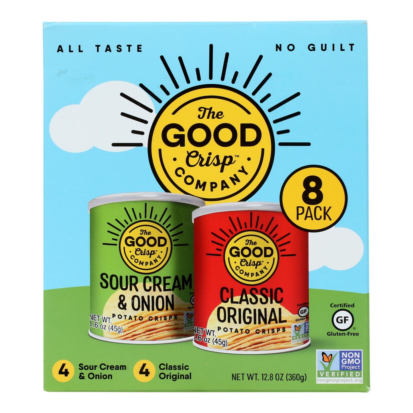 The Good Crisp Company - Paquete de 8 unidades de galletas Pot Crisp Single, caja de 4, 8 onzas (1,6 oz)