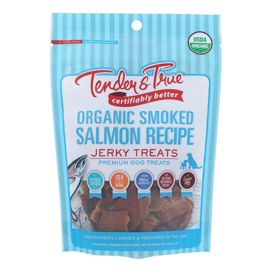 Tender &amp; True - Golosinas para perros con sabor a salmón Jrky - Caja de 10 de 4 oz