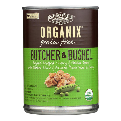 Alimento orgánico para perros adultos Castor and Pollux - Pavo y pollo picados - Caja de 12 - 12,7 oz.