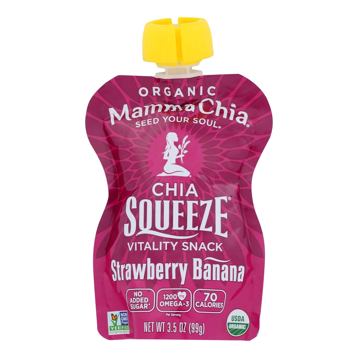 Snack Vitality Mamma Chia Squeeze - Fresa y plátano - Caja de 16 - 3,5 oz.