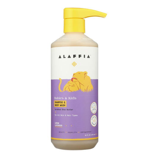 Alaffia - Champú y gel de baño para niños con limón y lavanda - 1 unidad - 16 oz