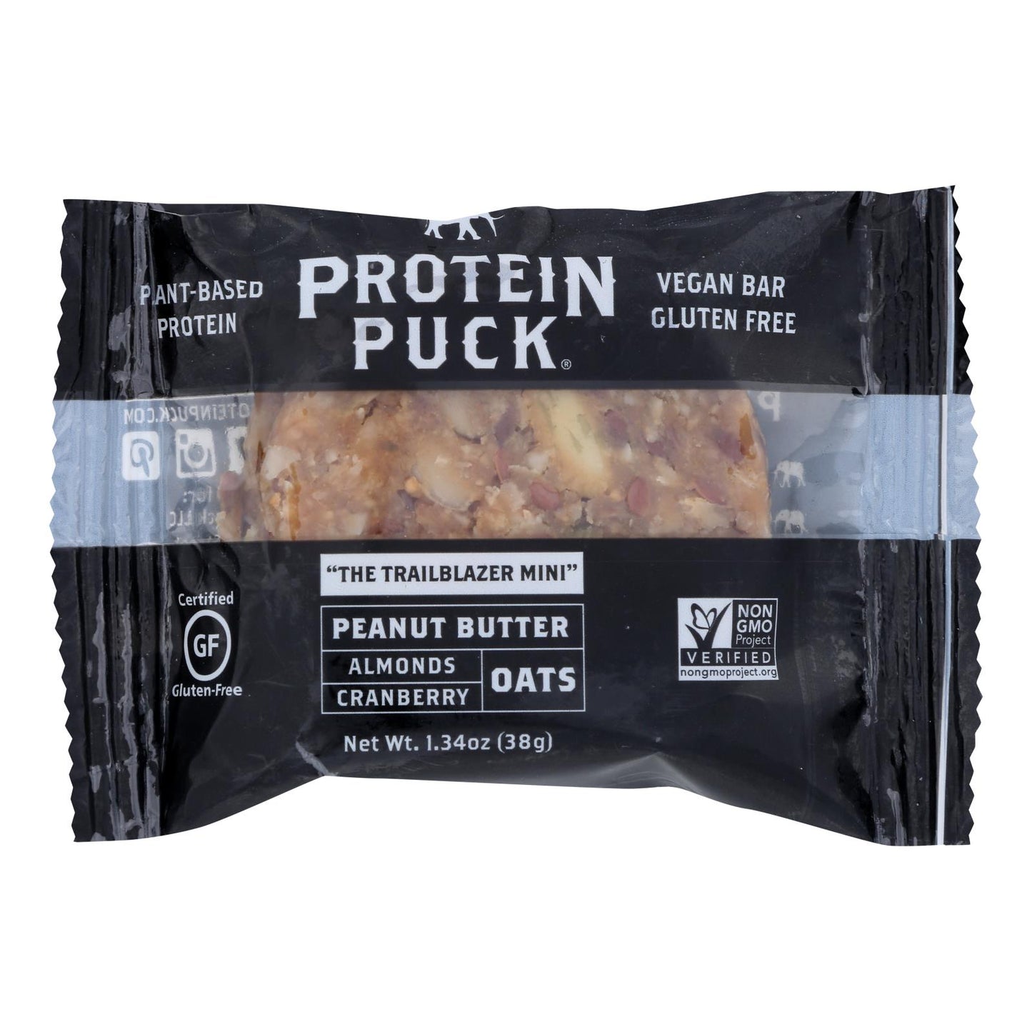 Protein Puck - Barrita de mantequilla de maní y arándanos Wndrlst - Caja de 12 - 1,34 oz