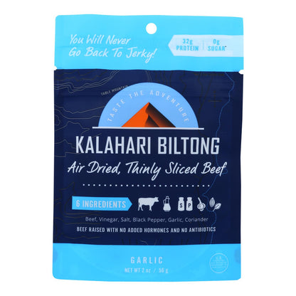 Carne de res en rodajas secada al aire con ajo y biltong de Kalahari - Caja de 8 - 2 oz