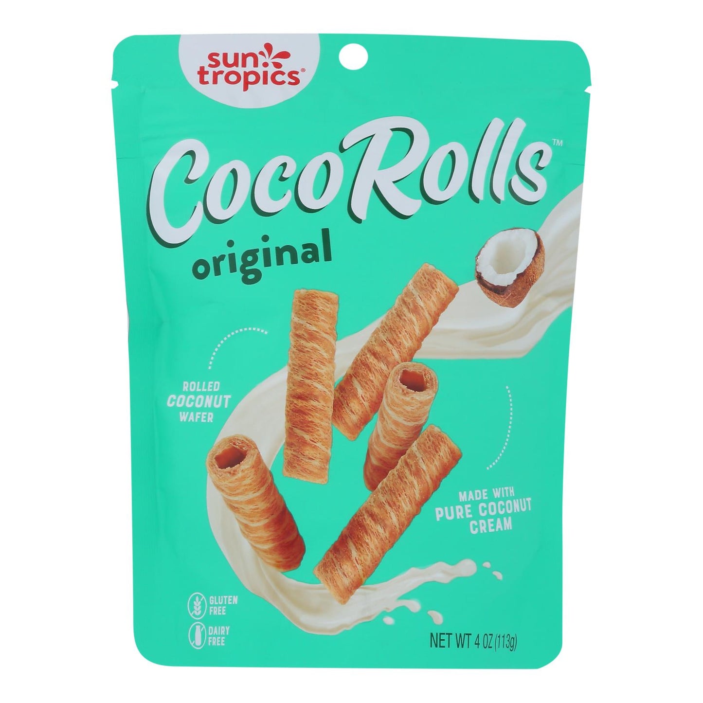 Sun Tropics Coco Rolls Original, barquillo de coco enrollado, caja de 12, 4 oz