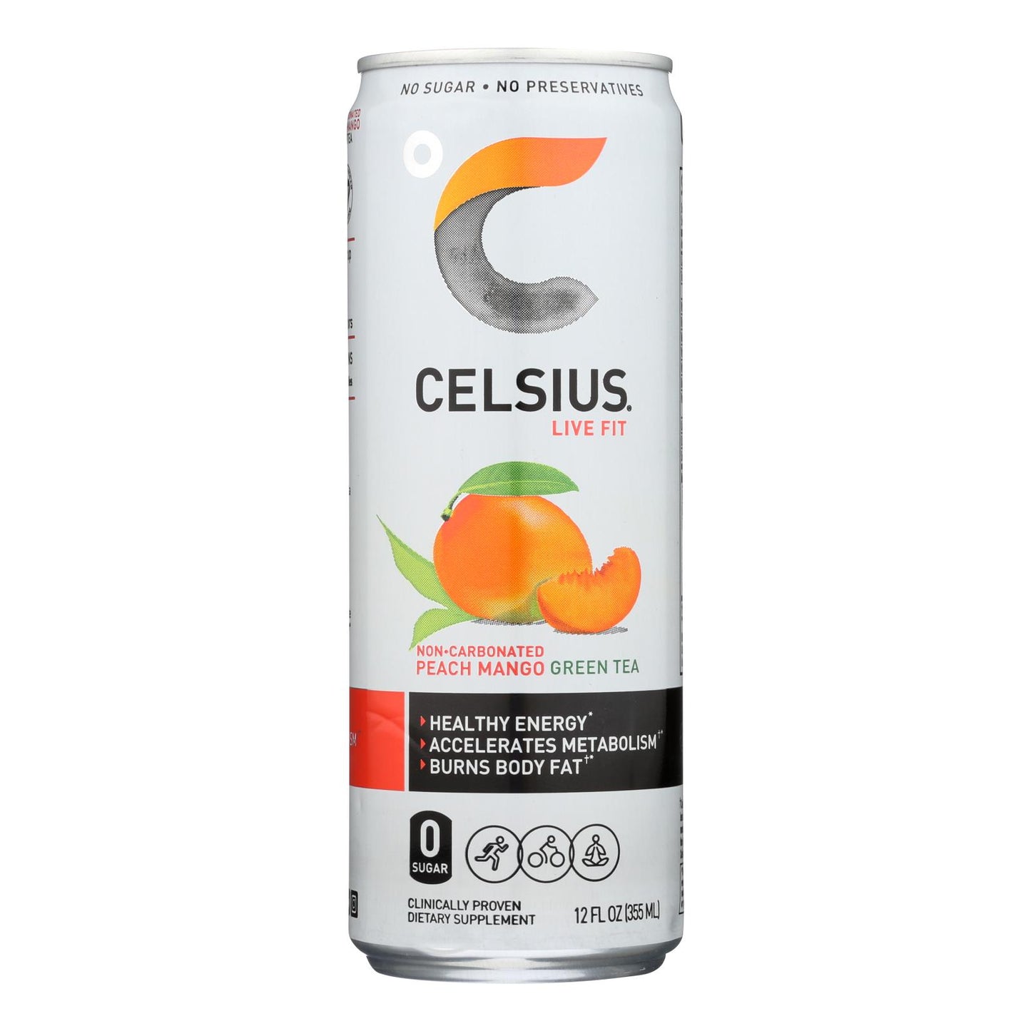 Celcius Live Fit Peach Mango Non-carbonated Green Tea  - Case Of 12 - 12 Fz