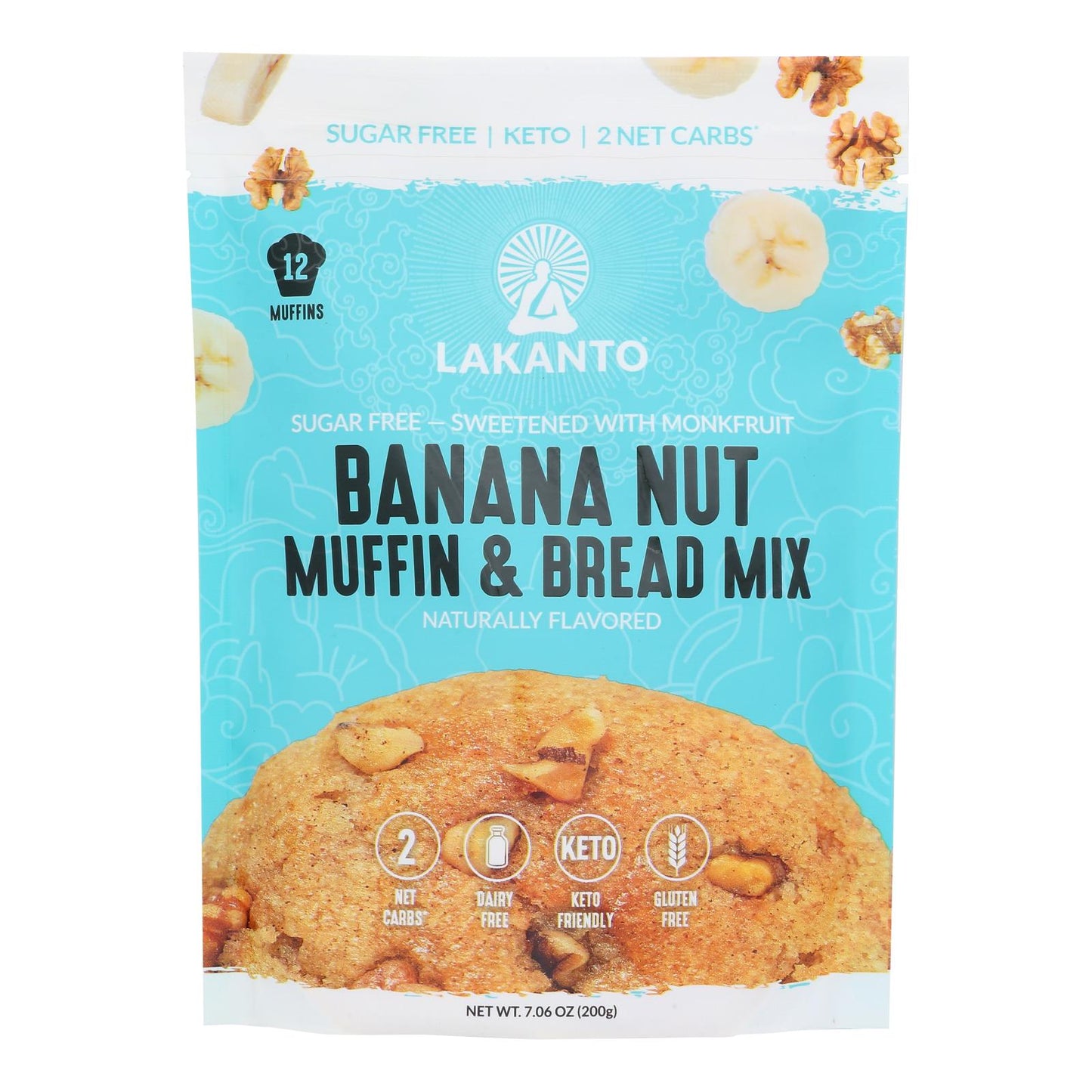 Lakanto - Muffin Mix de Plátano y Nueces - Caja de 8 - 7.06 Oz