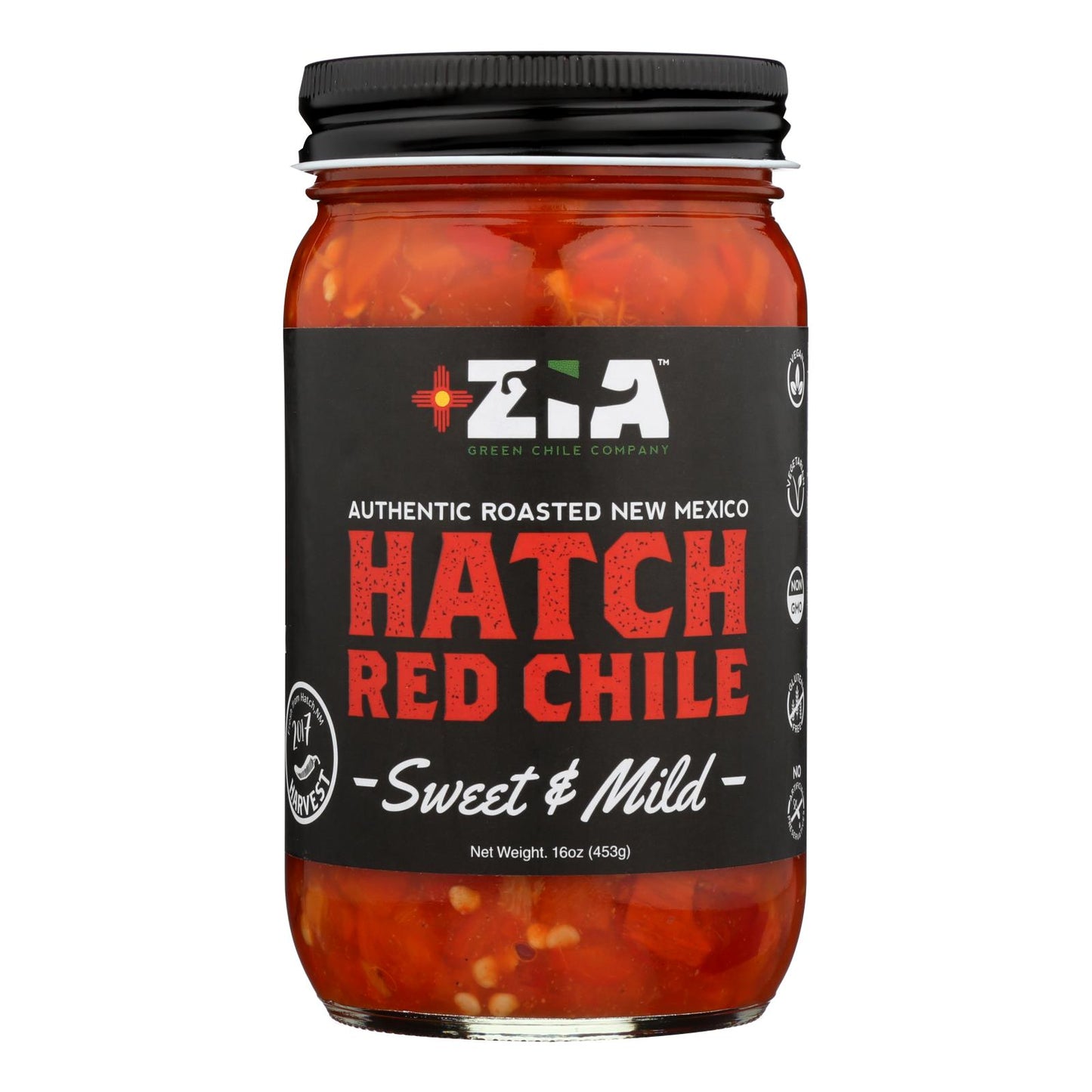 Compañía de chiles verdes Zia - Chile rojo Swt/mld Hatch - Caja de 6 - 16 oz