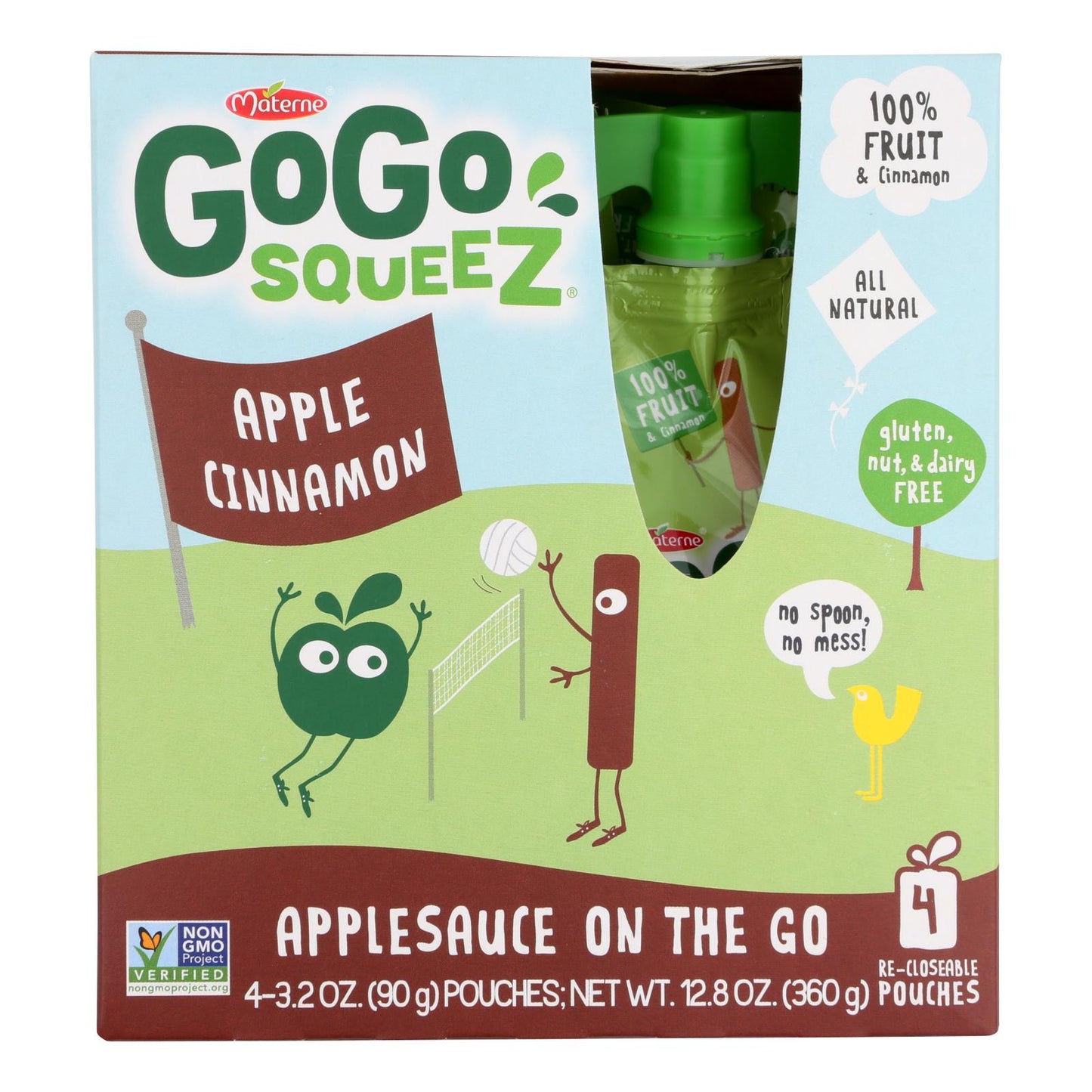 Gogo Squeeze Organic - Manzana y canela - Caja de 12 - 3,2 oz.