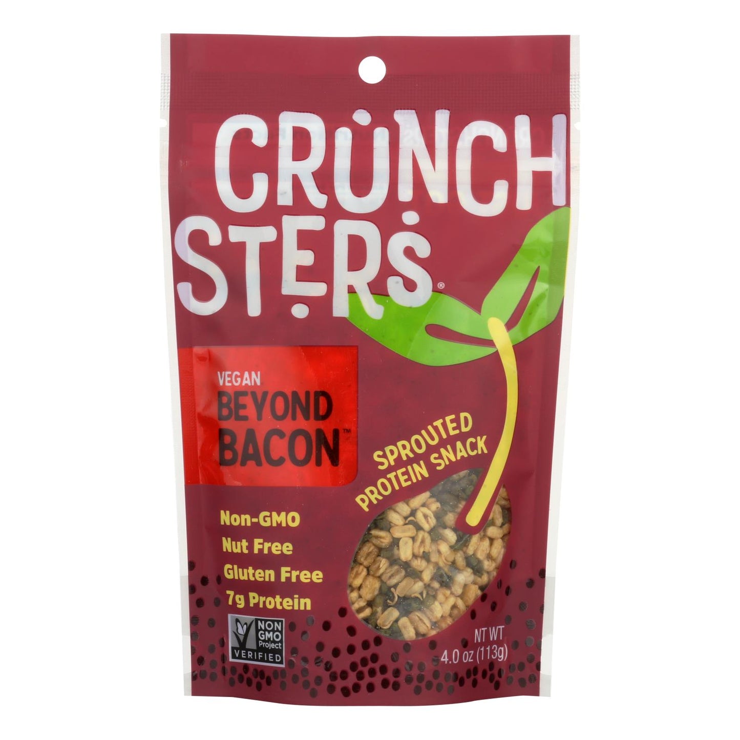 Crunchsters - Sprouted Protein Snack - Beyond Bacon - Case Of 6 - 4 Oz.