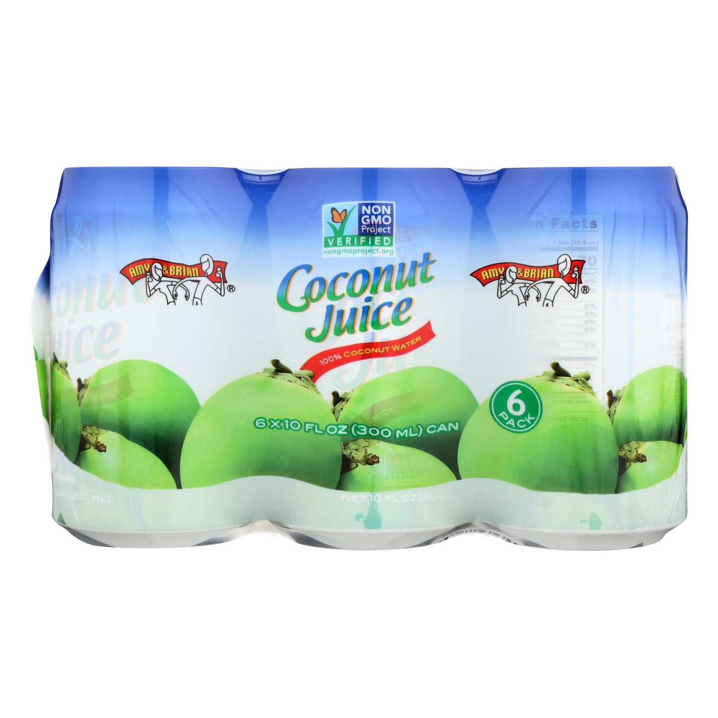 Amy y Brian - Agua de coco - Sin pulpa - Caja de 4 - 10 fl oz.