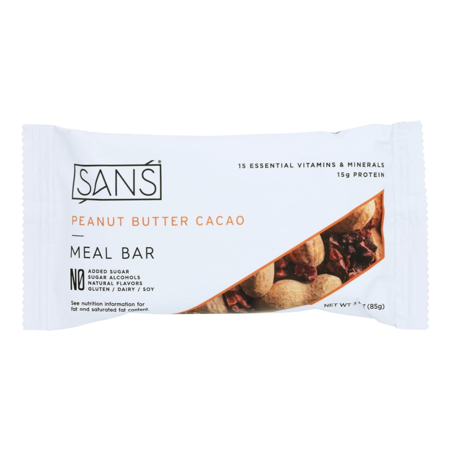 Sans - Barra de comida con mantequilla de maní Ca - Caja de 12 - 3 oz