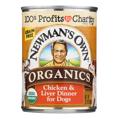 Alimento orgánico para perros Newman's Own - Pollo e hígado - Caja de 12 - 12,7 oz.