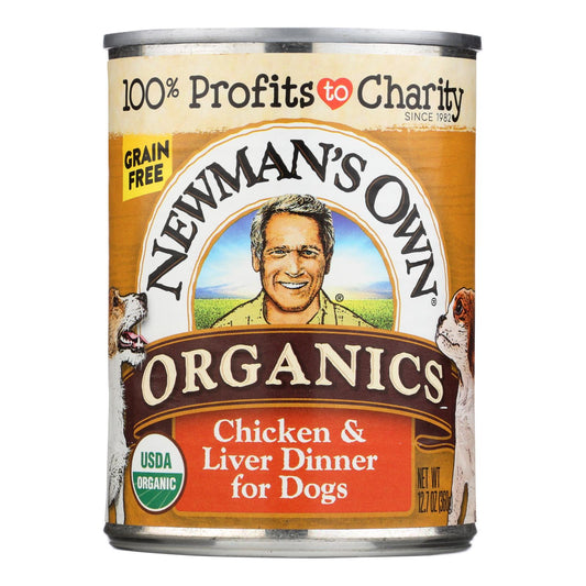 Alimento orgánico para perros Newman's Own - Pollo e hígado - Caja de 12 - 12,7 oz.