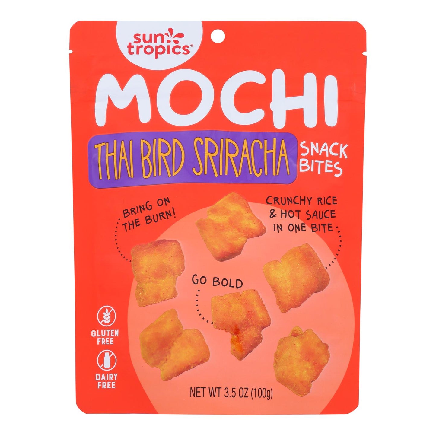 Bocaditos de arroz mochi con salsa Sriracha de Sun Tropics® - Caja de 12 - 3,50 oz