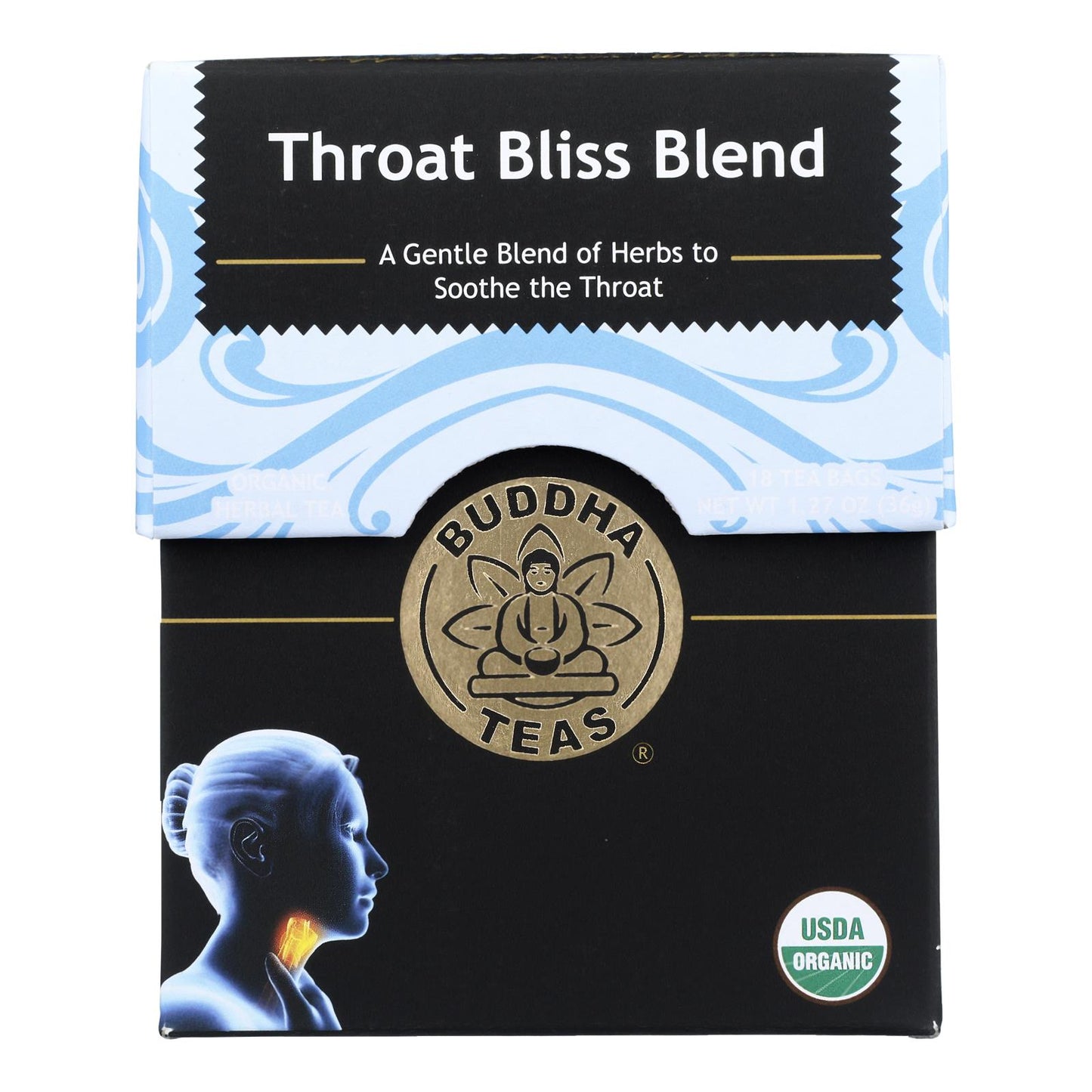 Buddha Teas - Mezcla de té Throat Bliss - Caja de 6 - 18 unidades