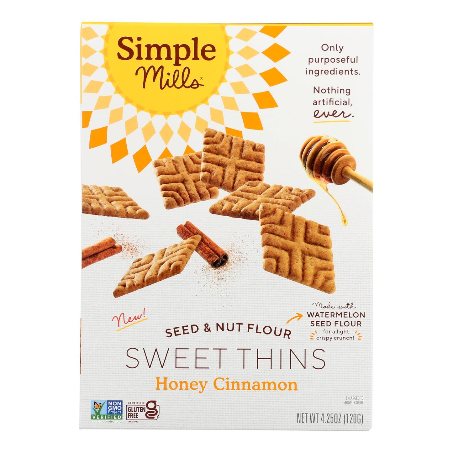 Simple Mills - Sweet Thins - Canela y miel - Caja de 6 - 4,25 oz