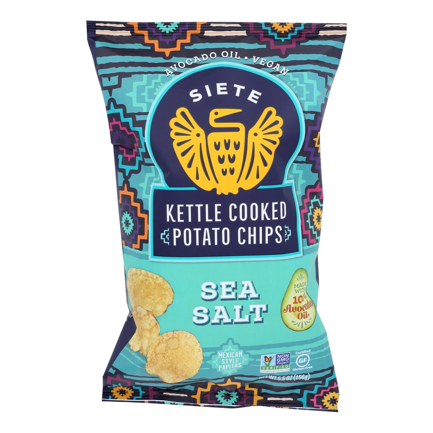 Siete - Sal marina con chips de Kettle - Caja de 6 - 5,5 oz