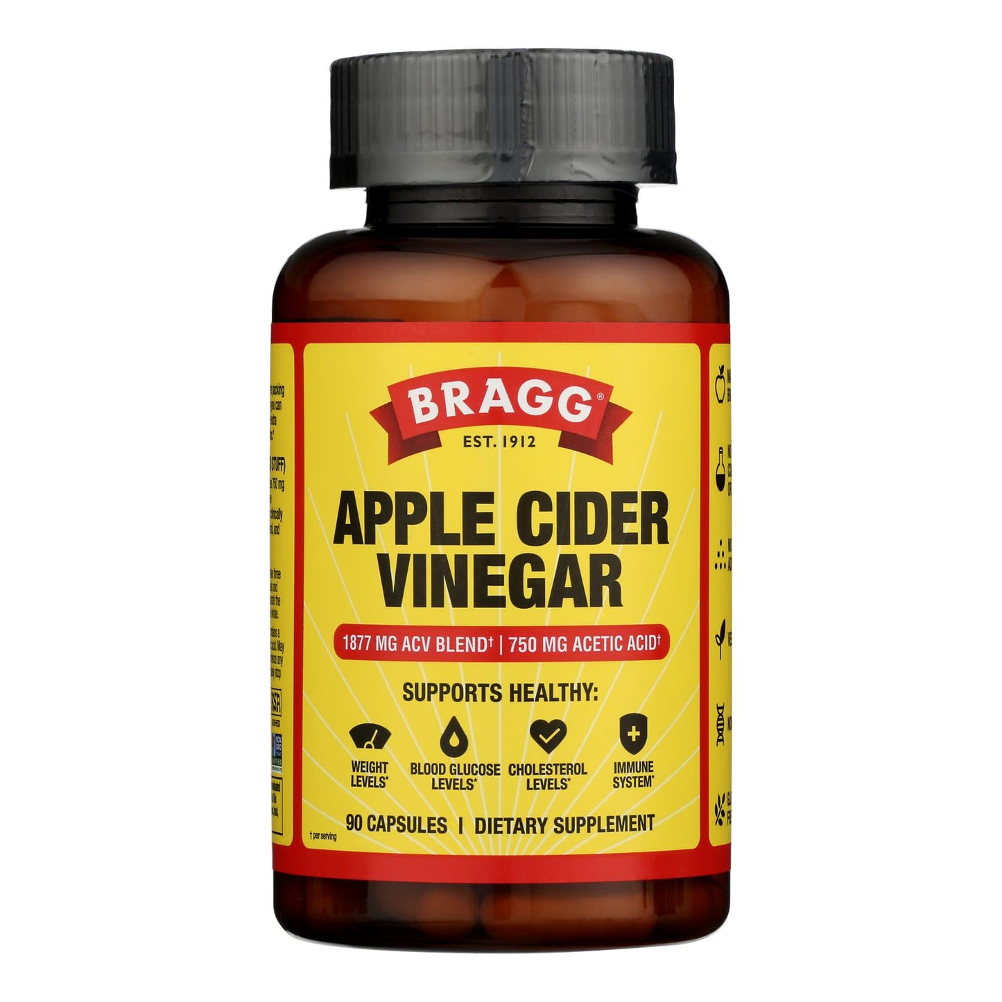 Bragg - Vinagre de sidra de manzana complementario - 1 unidad - 90 cápsulas