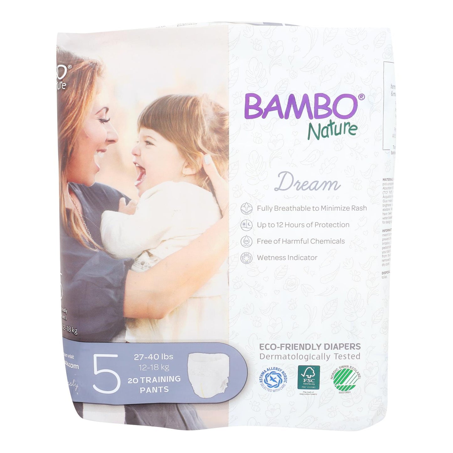 Pantalones de entrenamiento Bambo Nature, talla 5, caja de 5, 20 unidades