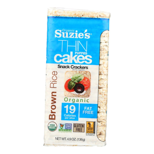 Tortitas finas de grano entero de Suzie - Arroz integral - Caja de 12 - 4,9 oz.