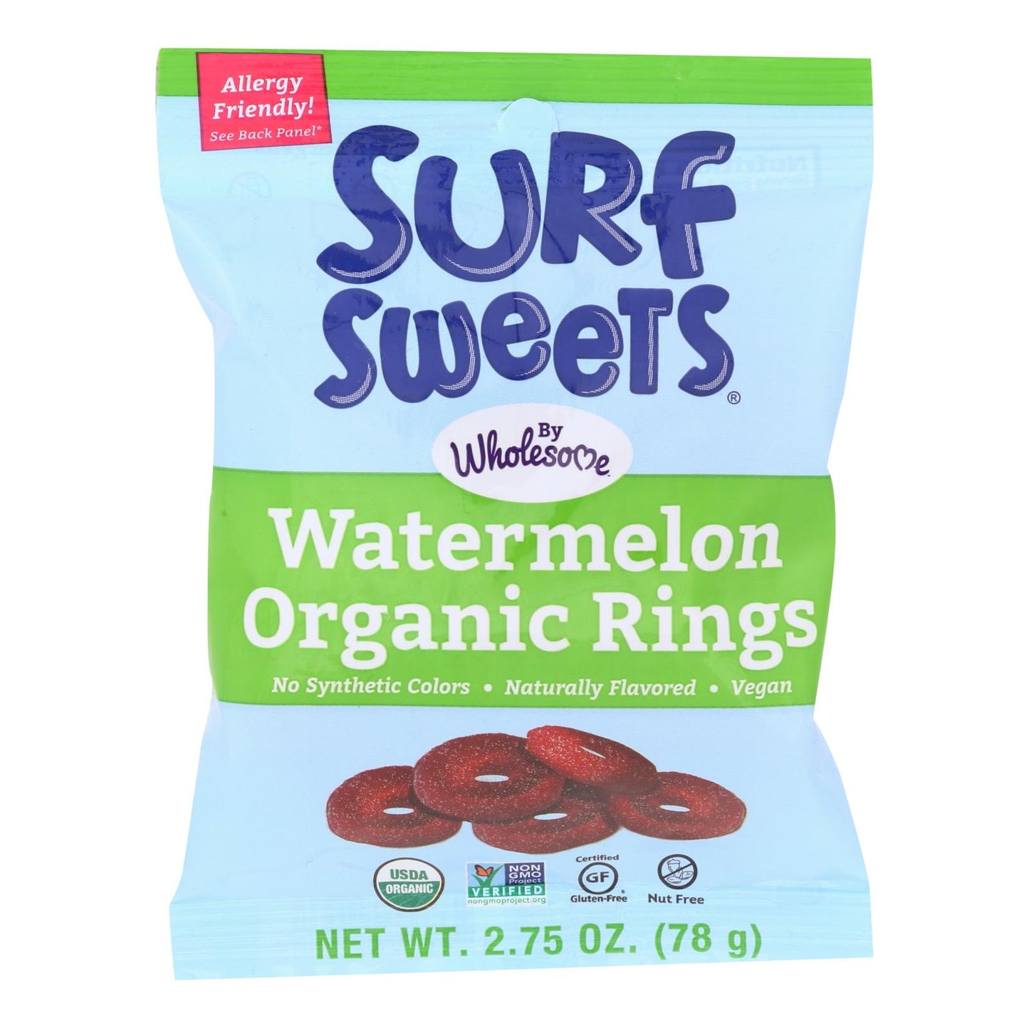 Surf Sweets - Anillos de caramelo con sabor a fruta - Caja de 12 - 2,75 oz