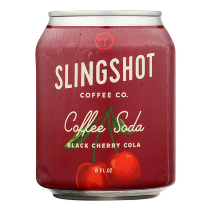 Café con gas Slingshot Coffee Black Cherry Cola, caja de 12, 8 onzas líquidas