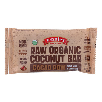 Jennie's Organic Cacao Powder Coconut Bar - Case Of 12 - 1.5 Oz.