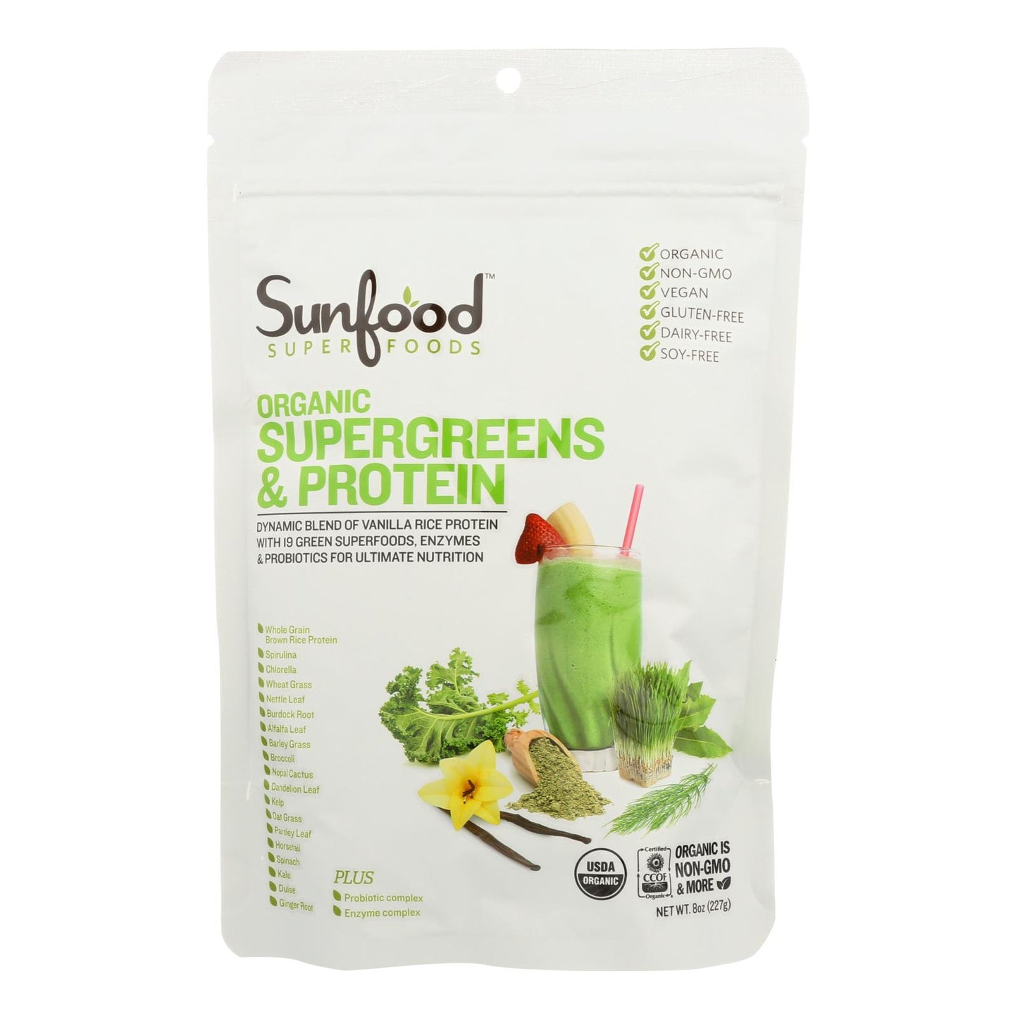 Sunfood - Supergreens 蛋白质 - 1 份 - 8 盎司