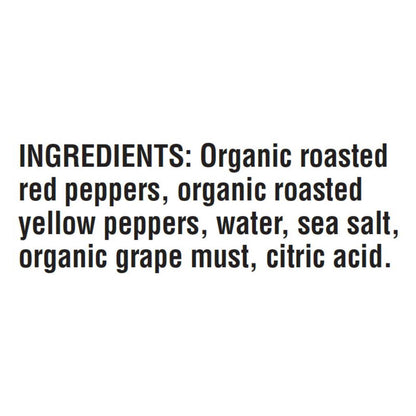 Pimientos rojos y amarillos orgánicos asados ​​al fuego de origen mediterráneo - Caja de 12 - 16 oz