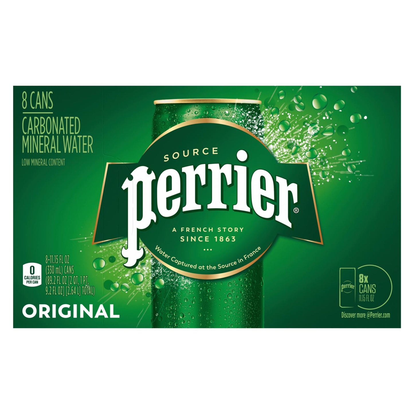 Perrier - Agua mineral con gas original - Caja de 3-8/11,15 oz