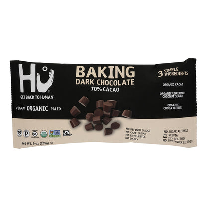 Hu - Chocolate negro con cobertura de cacao al 70 % - Caja de 6 a 9 oz
