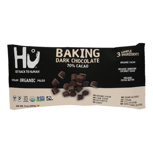 Hu - Chocolate negro con cobertura de cacao al 70 % - Caja de 6 a 9 oz