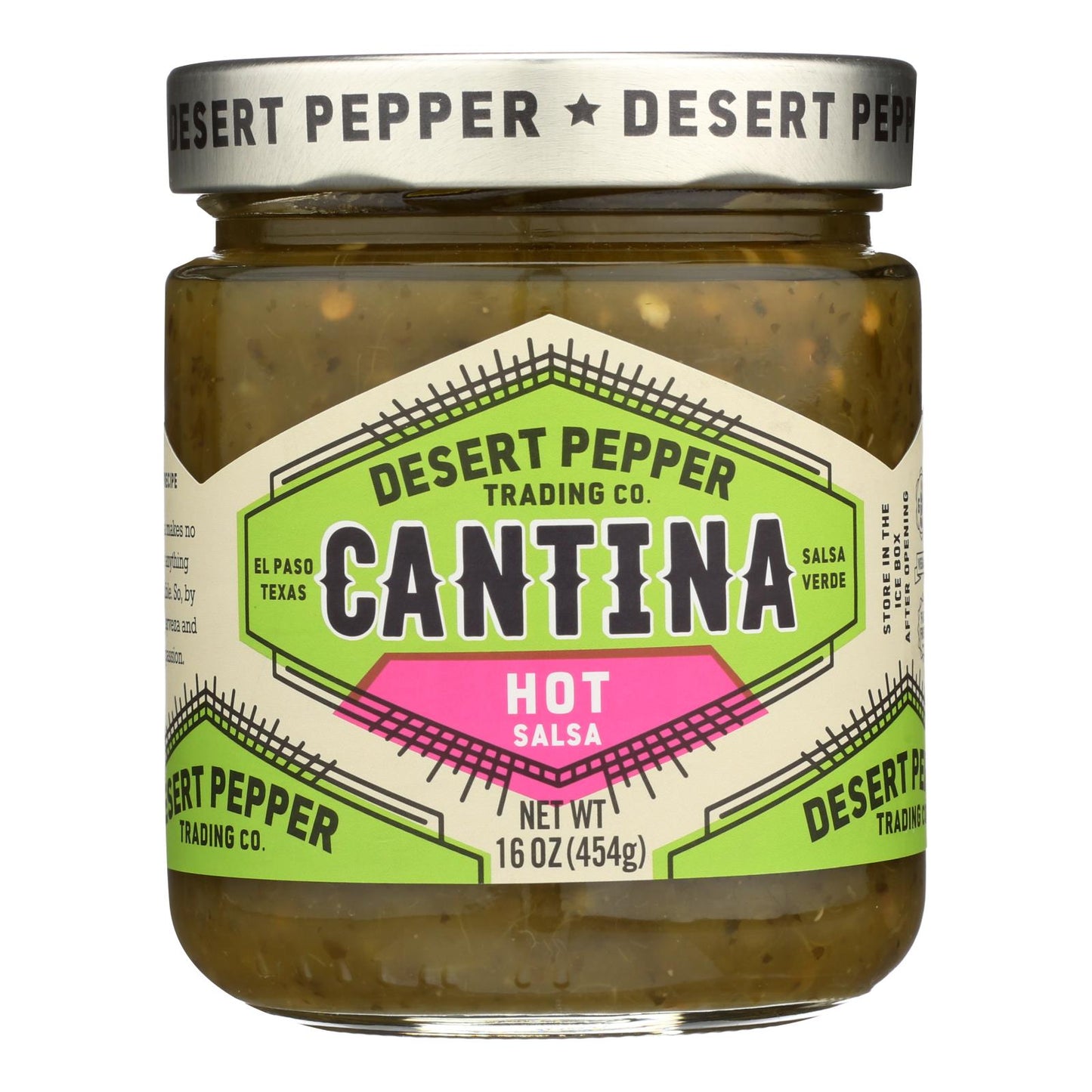 Salsa de pimienta del desierto de Cantina, picante, verde, caja de 6, 16 onzas