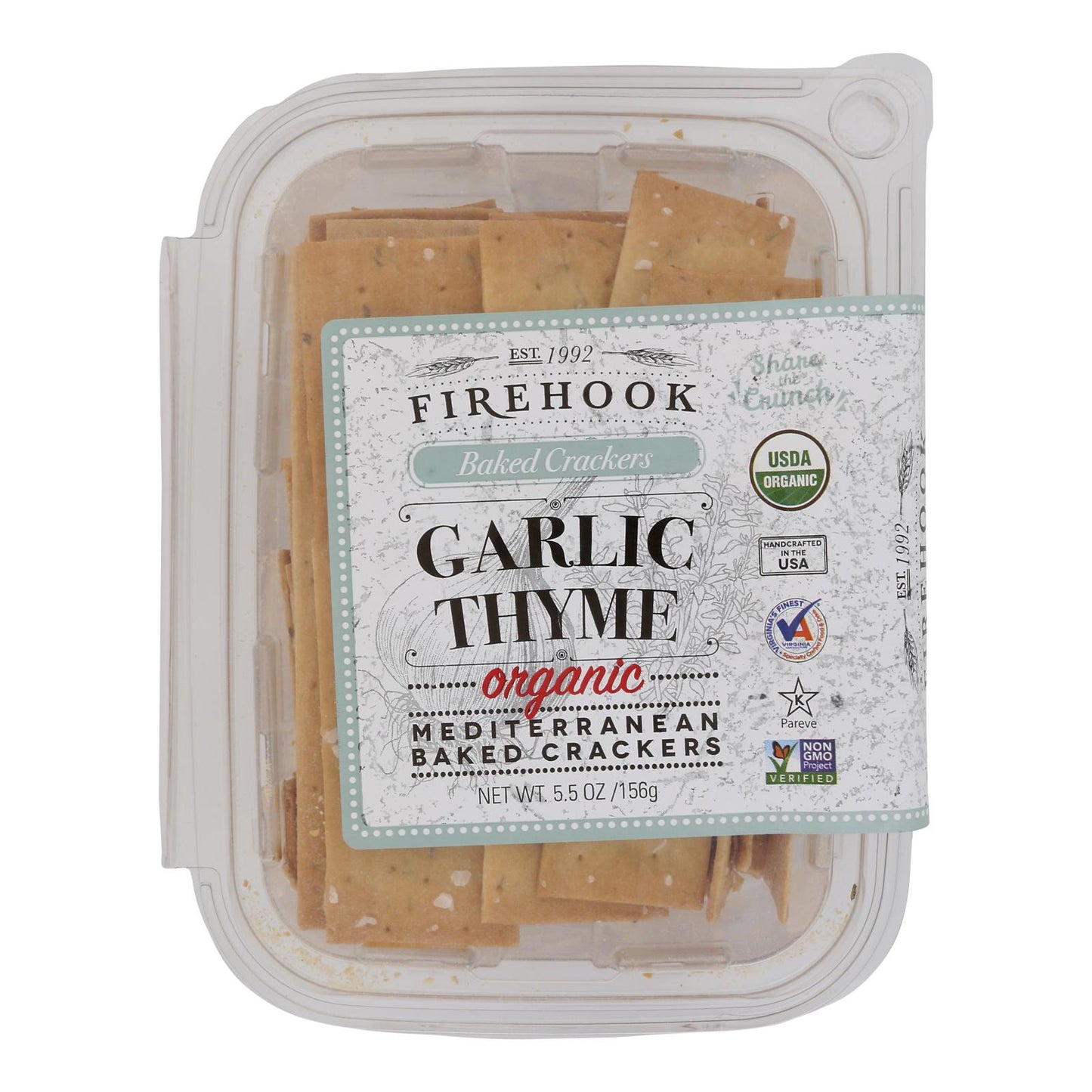 Firehook - Galletas con ajo y tomillo - Caja de 8 - 5,5 oz