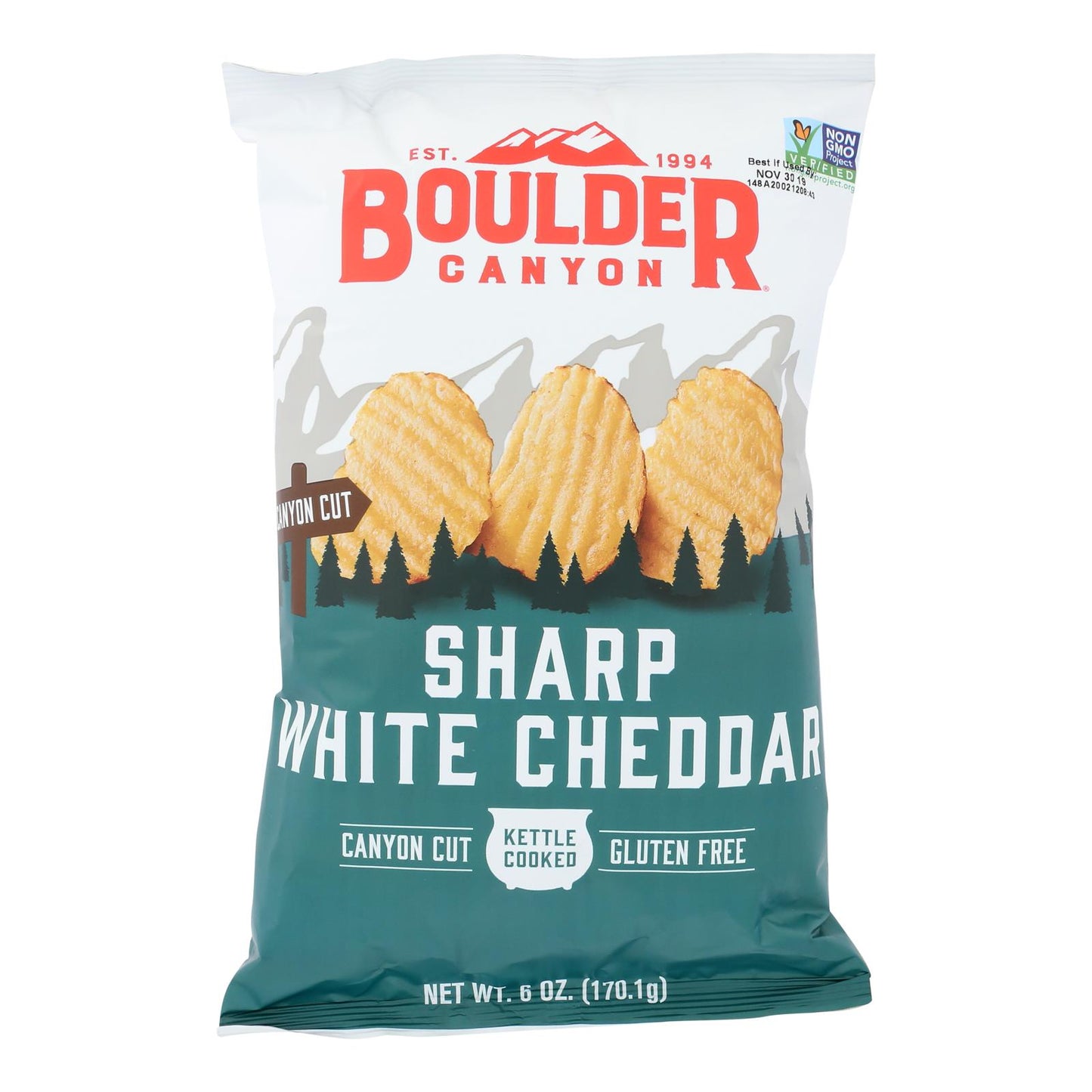 Boulder Canyon Natural Foods - Kettle Chips Wht Cheddar - 12 盒装 - 6 盎司