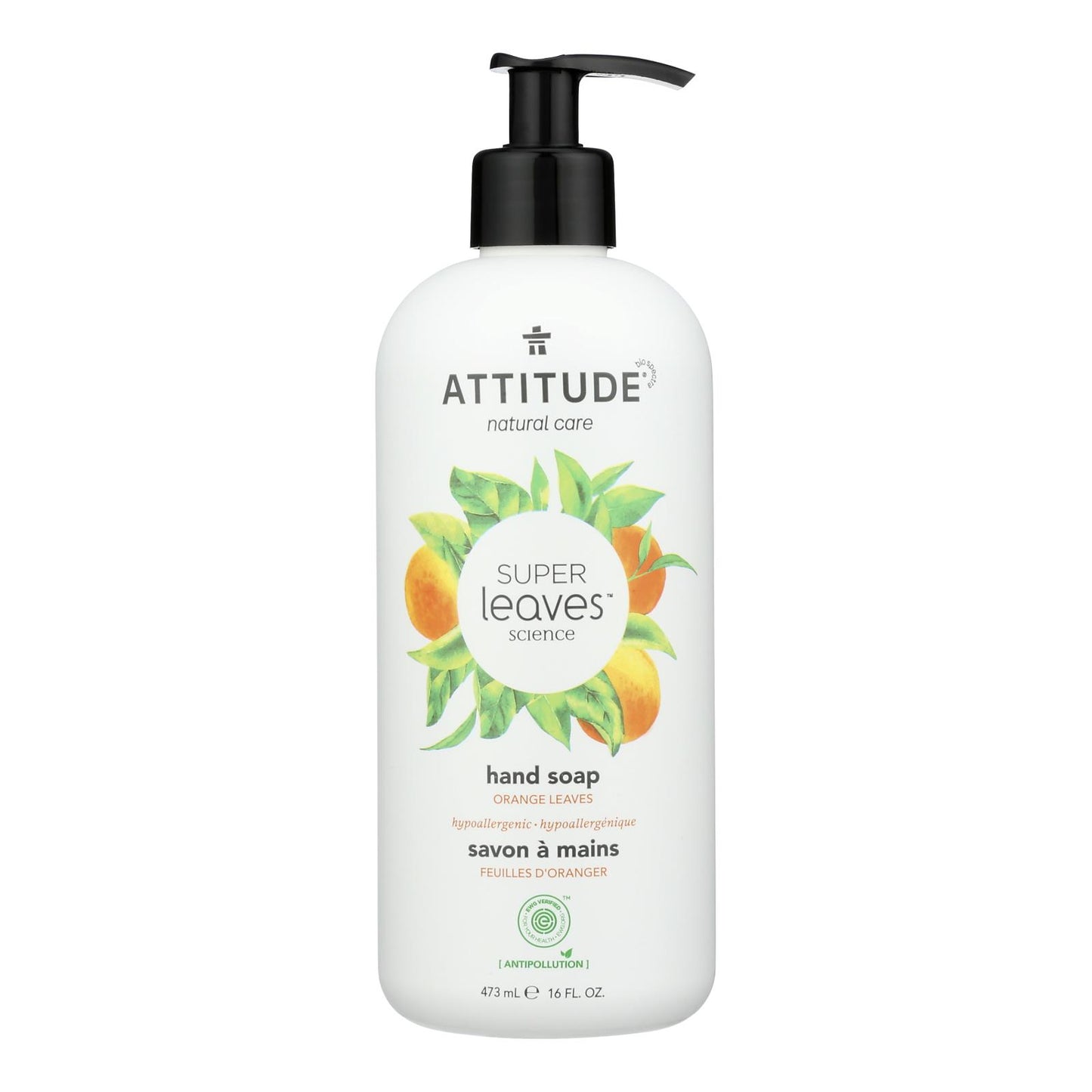 Attitude - Jabón de manos con hojas de naranja - 1 unidad - 16 oz