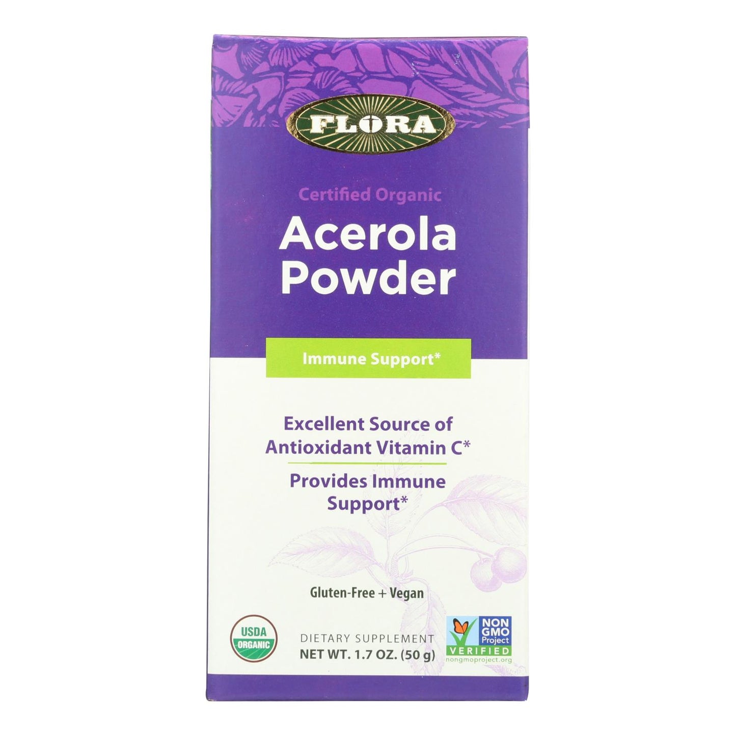 Flora - Polvo de acerola - 1 unidad - 1,7 oz