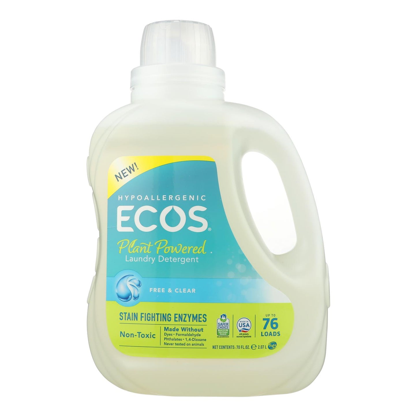 Ecos - Detergente para ropa Free&amp;clear - Caja de 4 - 70 Fz