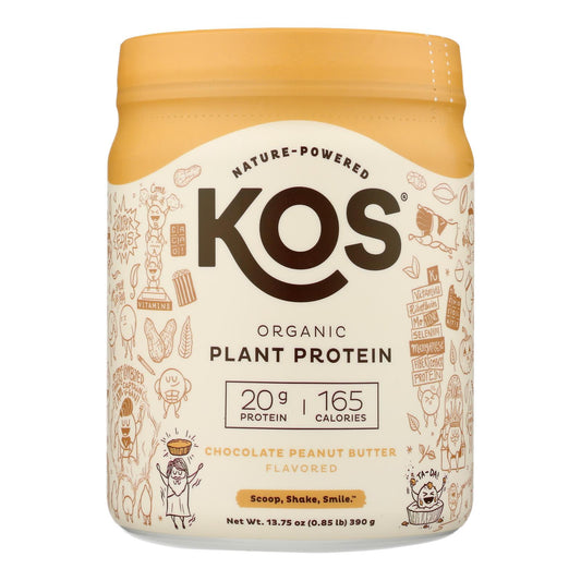 Kos - Proteína en polvo con sabor a mantequilla de maní y chocolate - 1 unidad - 13,75 oz