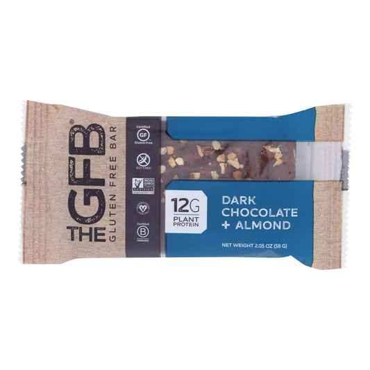 The Gfb - Barrita de chocolate negro con almendras y sin gluten - Caja de 12 - 2,05 oz