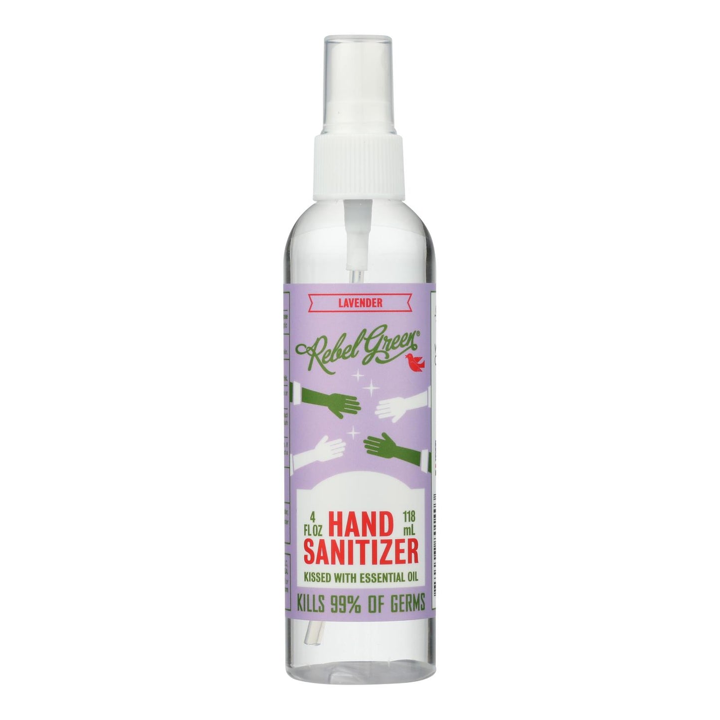Rebel Green - Desinfectante de manos lavanda - Caja de 16 - 4 Fz