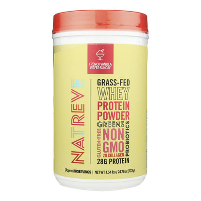 Natreve - Proteína en polvo sabor vainilla, sabor a suero de leche, caja de 4, 23,8 oz