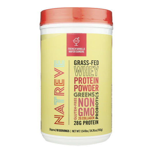 Natreve - Proteína en polvo sabor vainilla, sabor a suero de leche, caja de 4, 23,8 oz