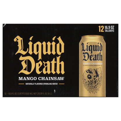 Liquid Death - Spk Mtn Water 100% Mango Lata - Caja De 1-12/16.9