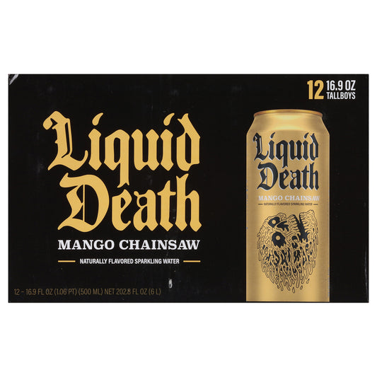 Liquid Death - Spk Mtn Water 100% Mango Lata - Caja De 1-12/16.9